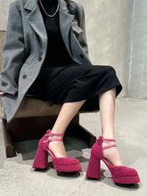 LBSFY  -  Women Sandals Platform Shoes Thick High Heels Black White Rose Cross Strap 2024 New Arrivals Party Dress Shoes Woman Size 39